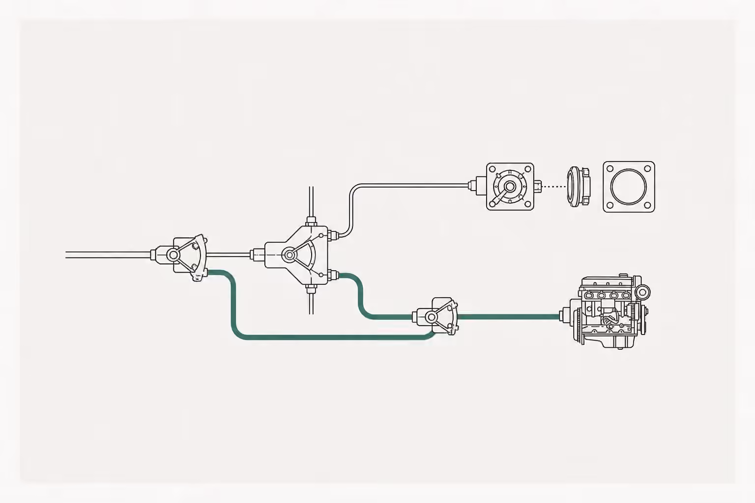 A mechanical classifier sends one route toward an empty deployment socket and a verdigris fallback route toward an admitted deployment.